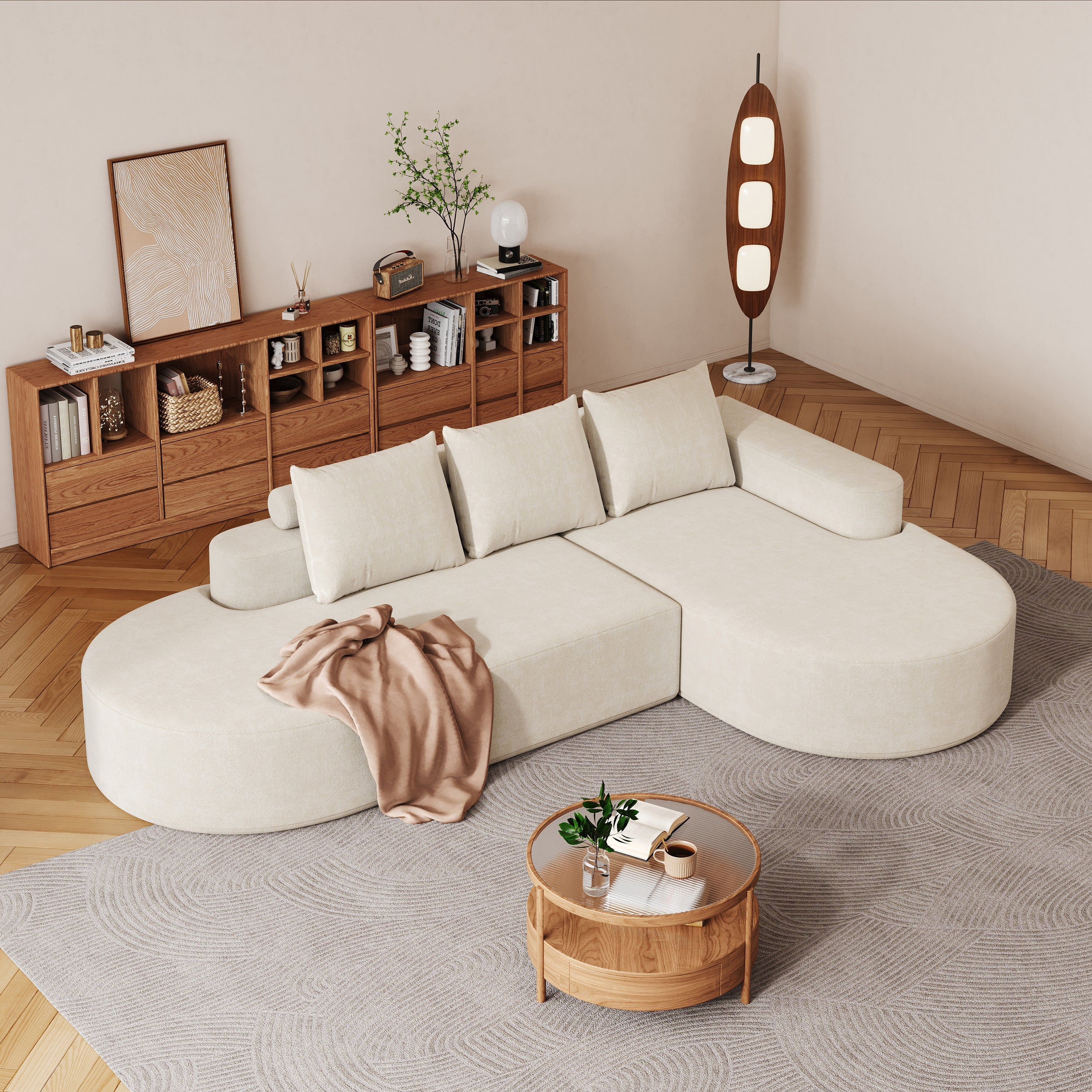Modern Curved sofa ,Chenille Upholstered Sectional Sofa Couch Set,Modular 108.5' L Shaped Sectional Living Room Sofa Set With 3 Pillows,Free Combination Sofa Couch for Living Room,Bedroom