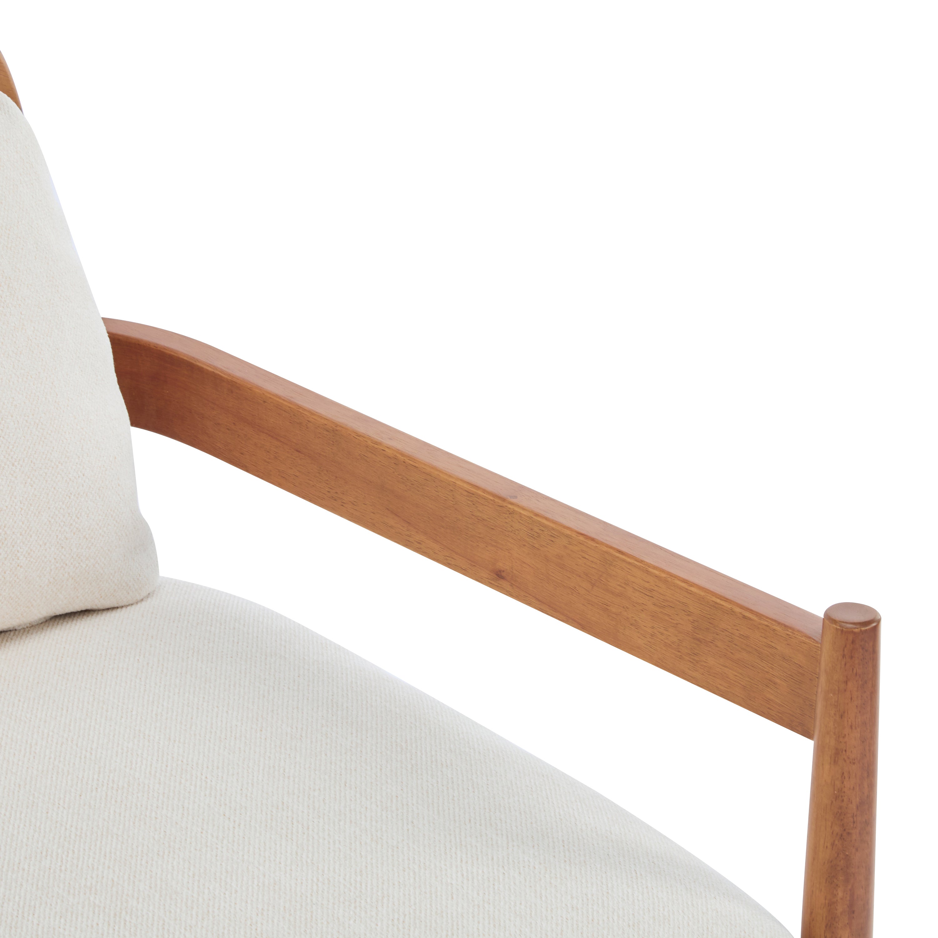 [Set of 2] 26.6' Mid-Century Modern Accent Chair with Light Brown Finish Solid Wood Frame and Rattan Backrest, Beige Cushion, Comfy Armchairs for Living Room, Bedroom, Reading Nook