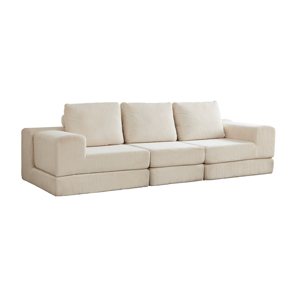 108'' Modular Sectional 3-Seater Cloud Sofa,Corduroy Convertible Sofa Bed