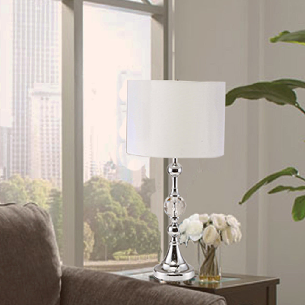 29.5' Tall Metal Table Lamp' Leona' with Chrome finish and Crystal Accents
