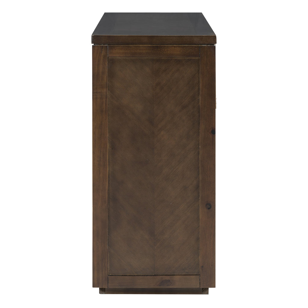 TREXM 55' Console Table, Rustic Wooden Entryway Table with Storage Drawers and Open Shelf, Elegant Sofa Table for Hallway and Living Room (Brown)