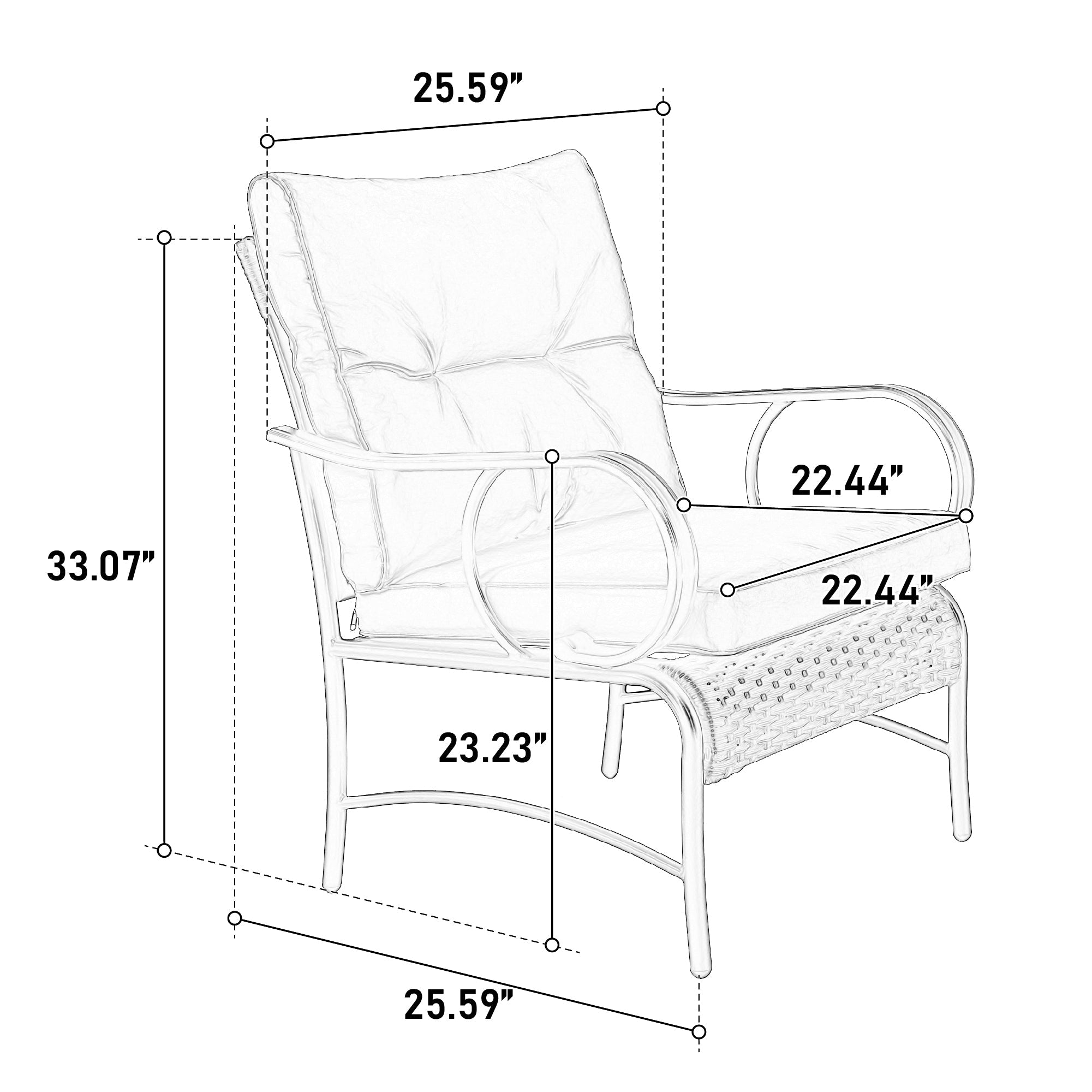 3 Pieces Patio Set Outdoor Wicker Furniture Sets Modern Rattan Chair Conversation Sets with Coffee Table