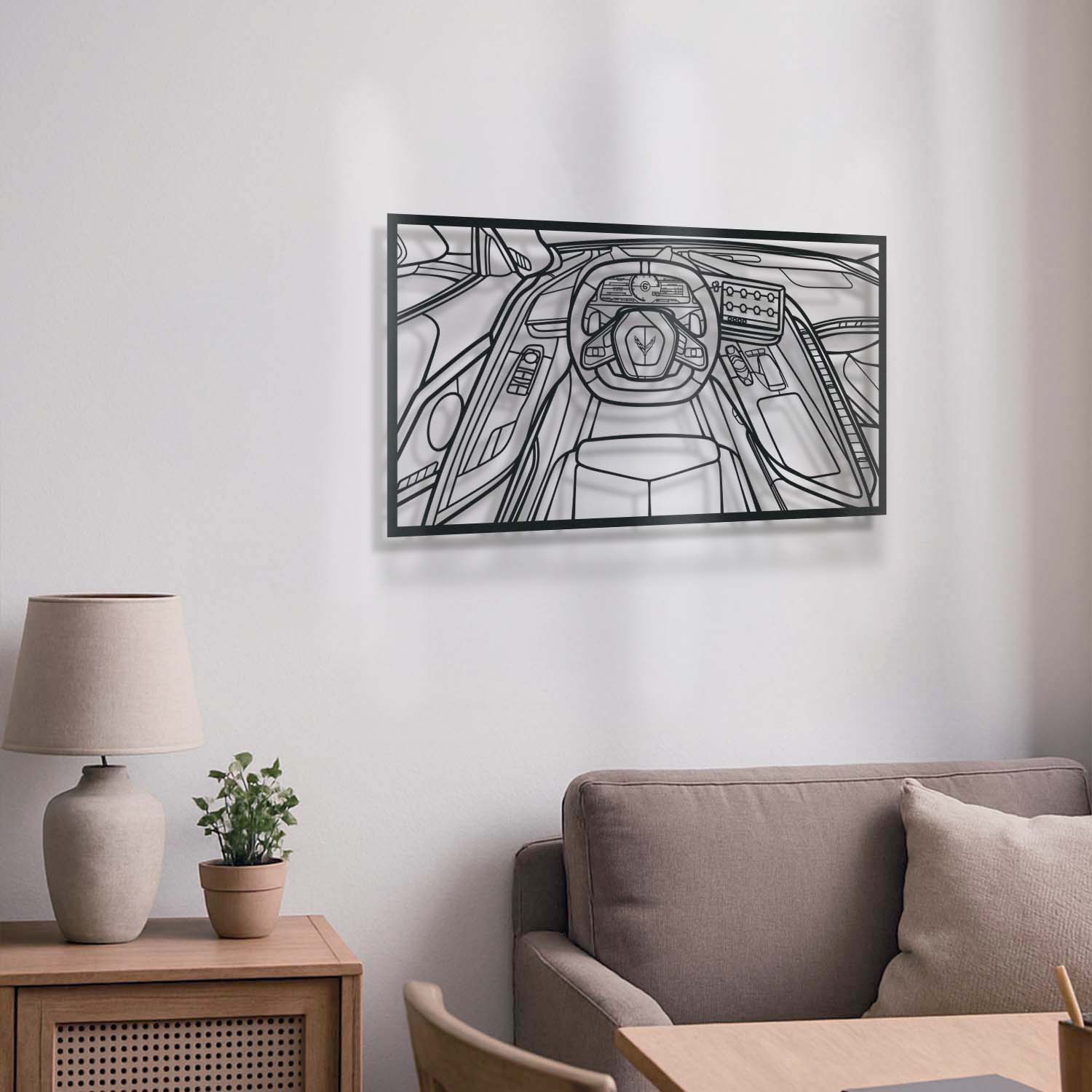 Corvette C8 Driver's Cockpit Metal Frame Wall Art - MT1467
