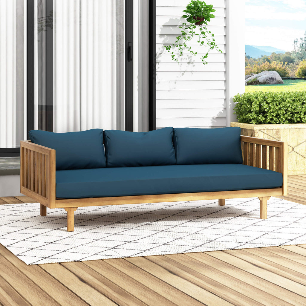 Claremont 3-Seater Acacia Wood Daybed Sofa With Water-Resistant Cushions (SAK65773)