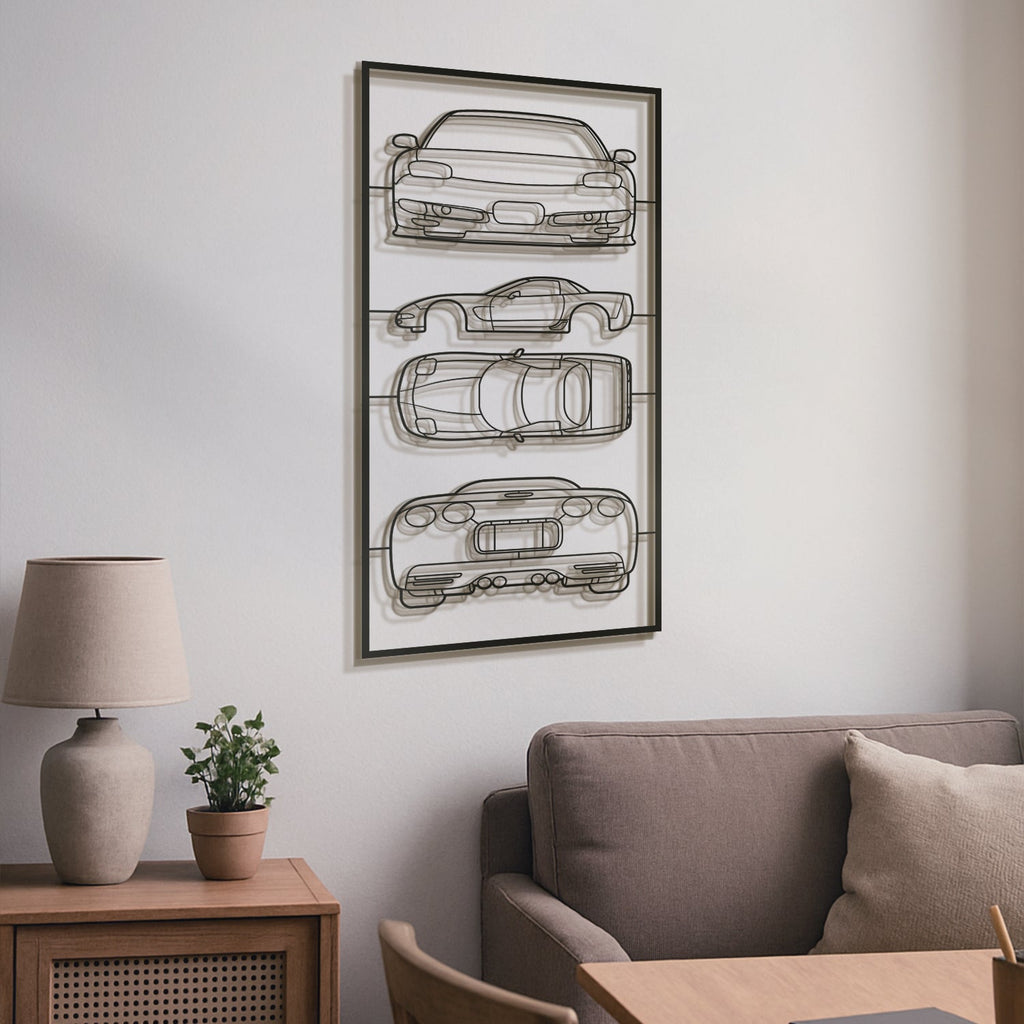 Corvette C5 Quad Profile Metal Frame Silhouette - MT1447