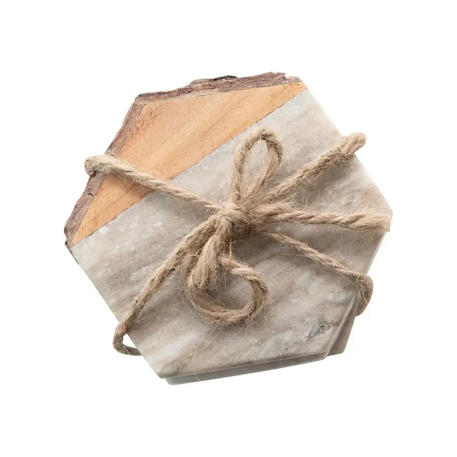 Live-edge Marble Coasters, Set of 4