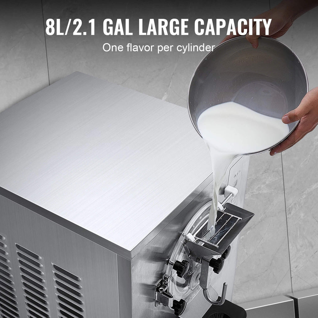 Commercial Single-Flavor Hard Serve Stainless Steel Ice Cream Machine, 20-25L/H (SAK20782)