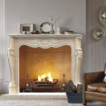 Crema Marfil Marble French Villa Style Hand-carved Fireplace Surround (W)12" (L)48" (H)39.5"