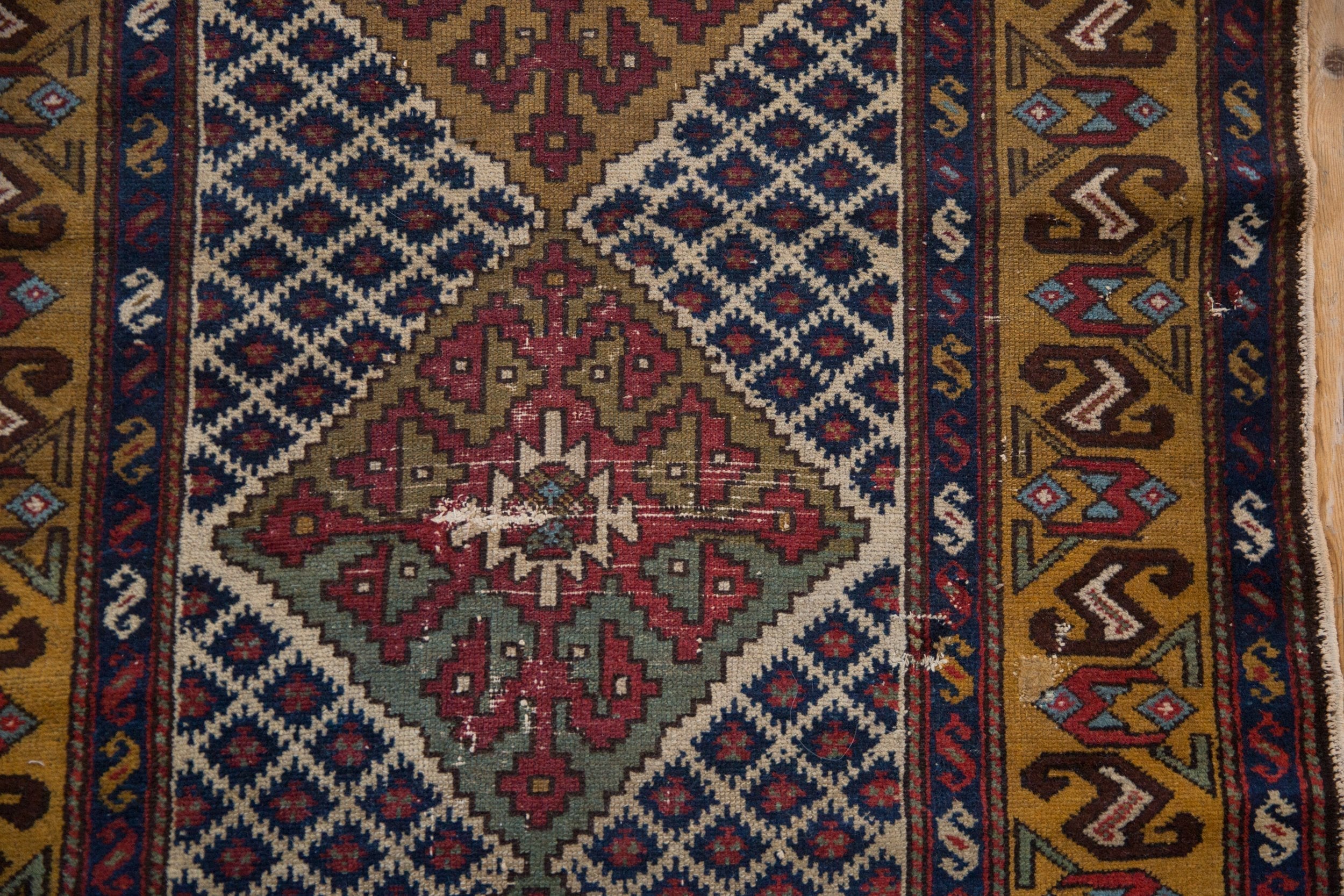 3.5x10.5 Vintage Caucasian Rug Runner