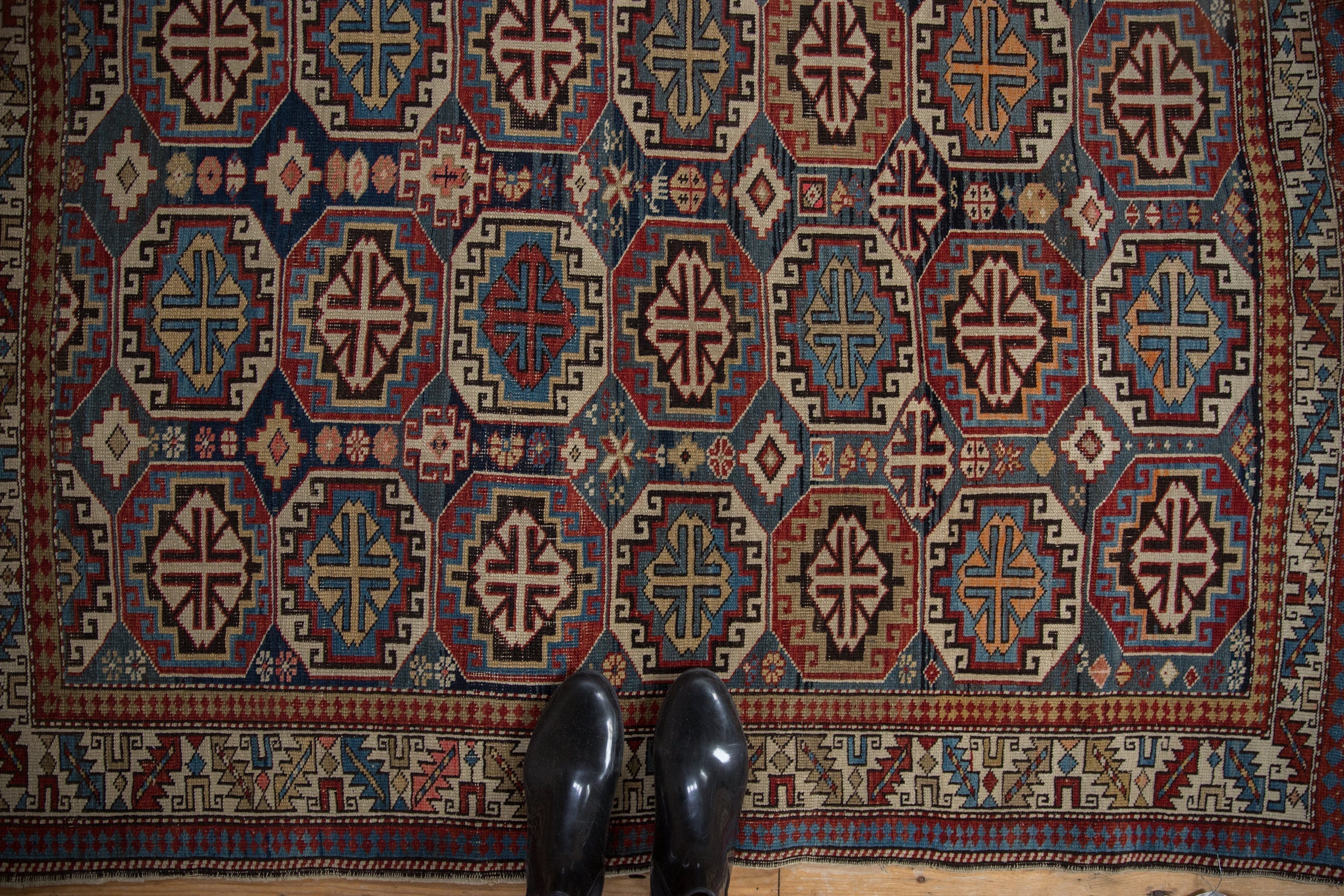 4x5 Vintage Caucasian Square Rug
