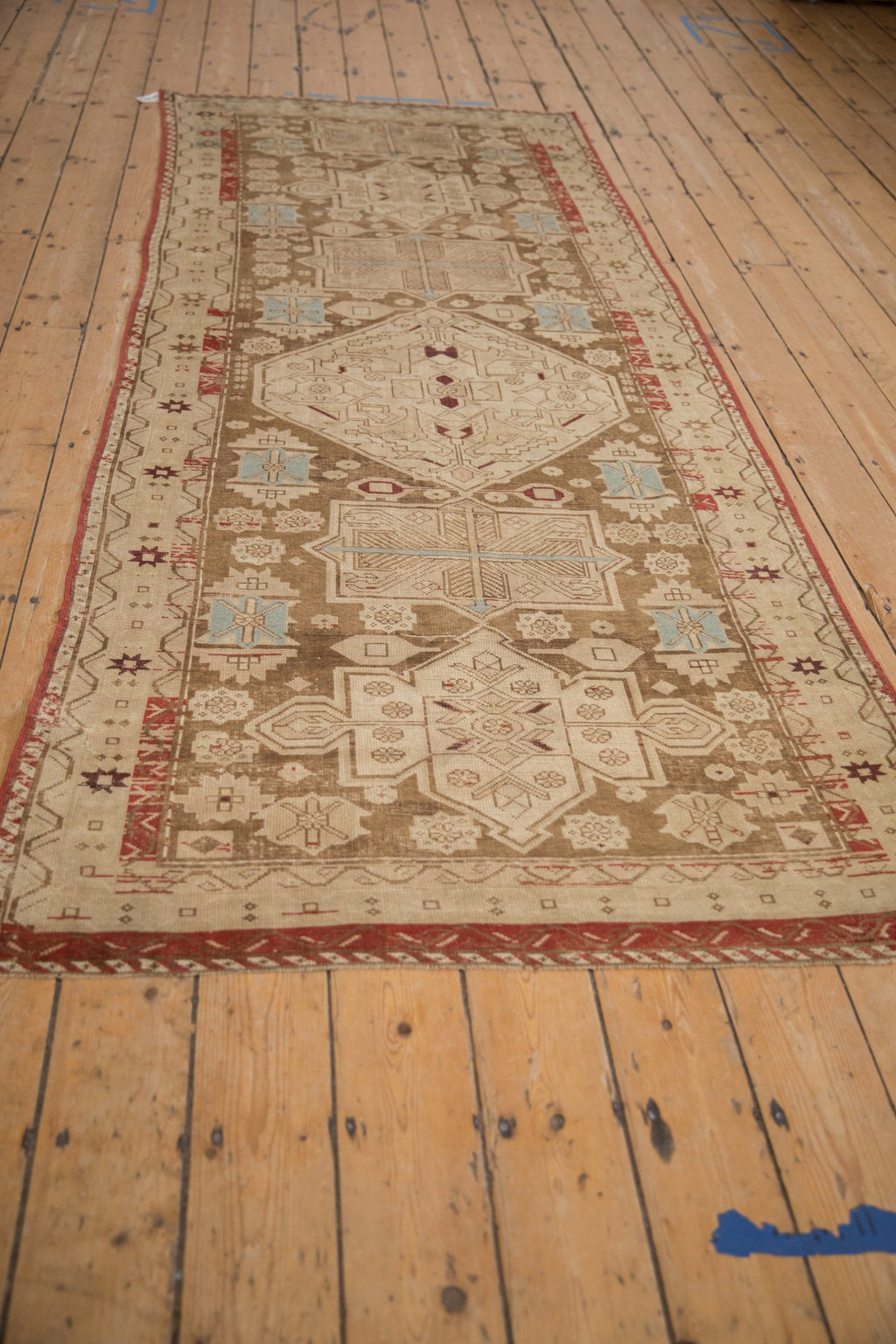 4x9.5 Antique Distressed Caucasian Rug Runner