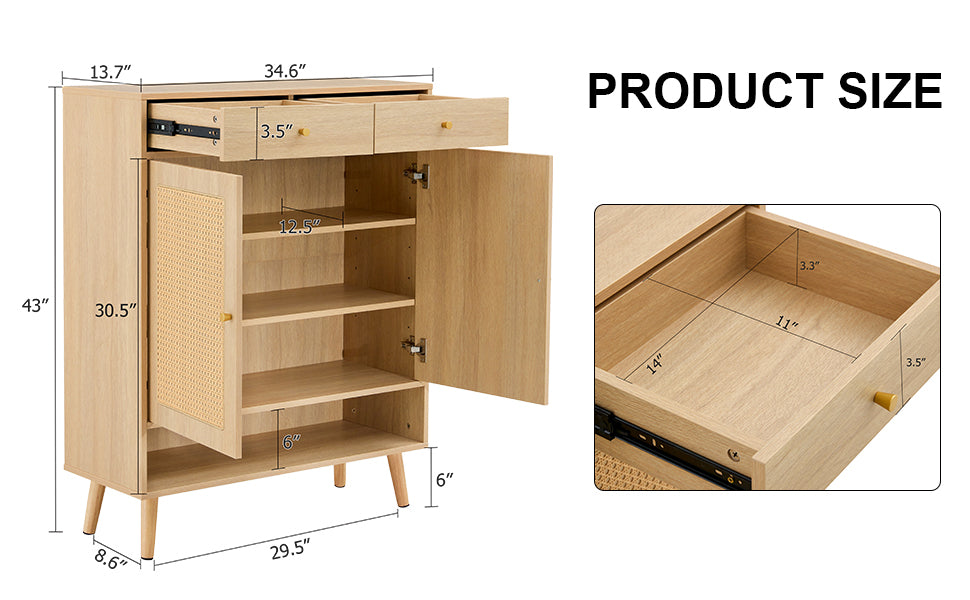 Modern minimalist storage cabinet, rattan shoe cabinet, bed top cabinet. Beautiful shape, suitable for corridors and living rooms.