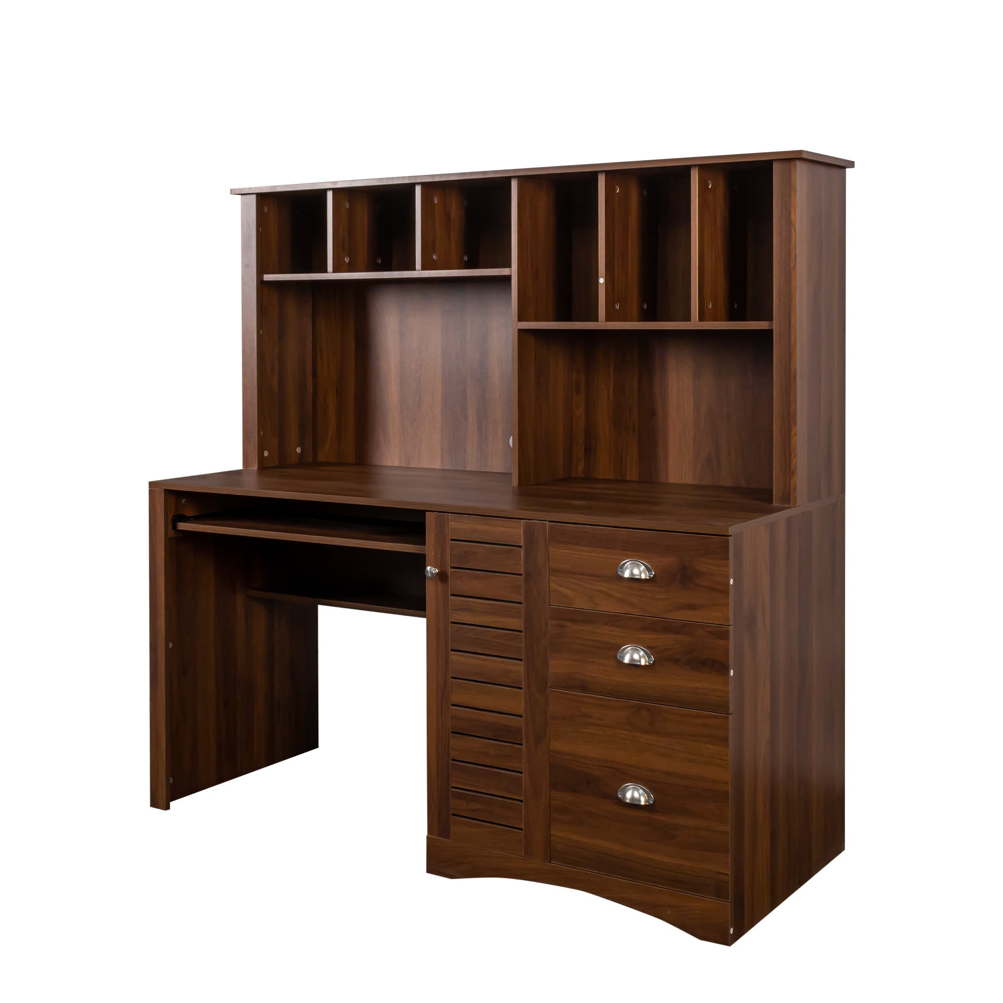 Home Office Computer Desk with Hutch, Antiqued White finish