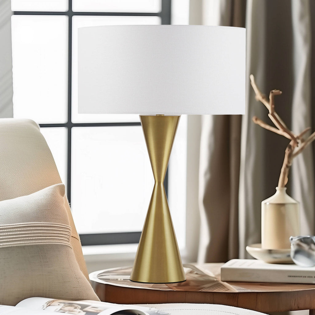 Gold Hourglass Metal Table Lamp Gold See below