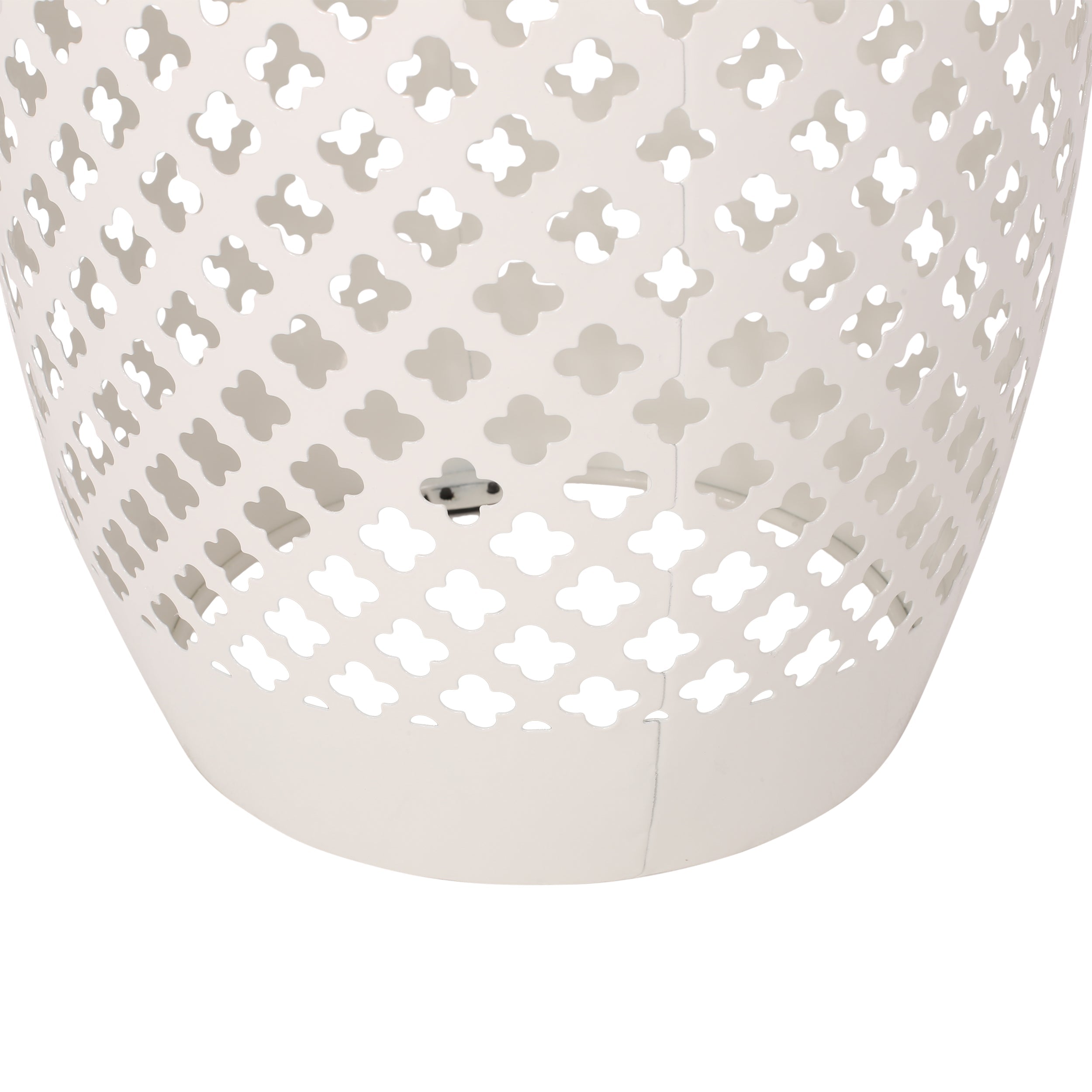 Transitional ROSWELL Side Table with Tile Mosaic Top and Lace Cut Metal Frame in White, Iron, 12.25x12.25x18 Inches