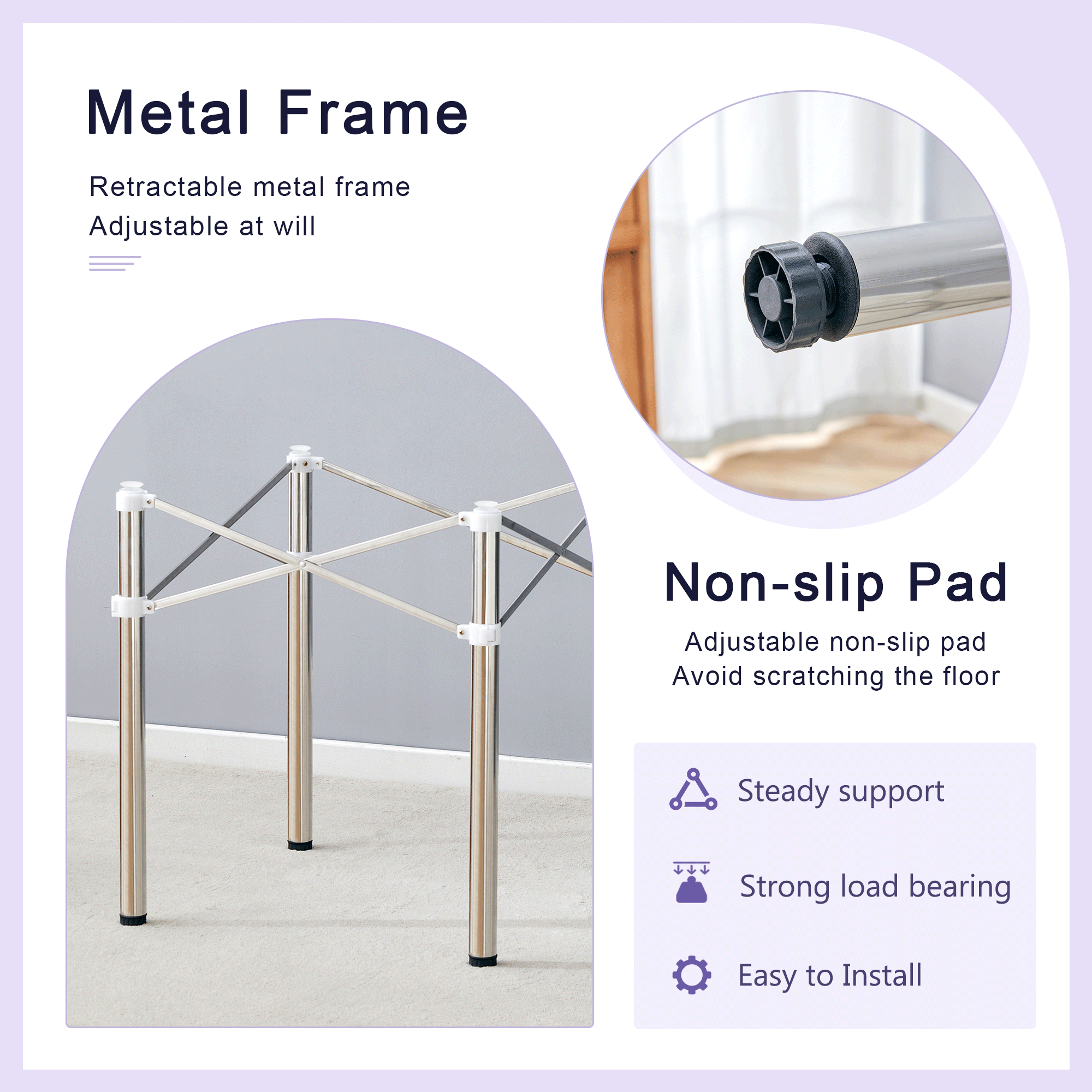 Elegant Expandable Square Glass Table - 36' Clear Tempered Glass, Silver Metal Legs.Telescopic metal legs, transparent square glass tabletop, suction cup attachment connection.