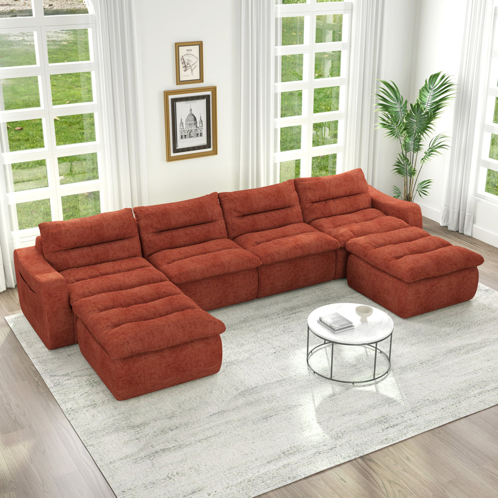 Compression combined sofa, modern lazy style combined sofa, comfortable beanbag sofa, can be combined at will, no need to assemble, suitable for living room-Orange