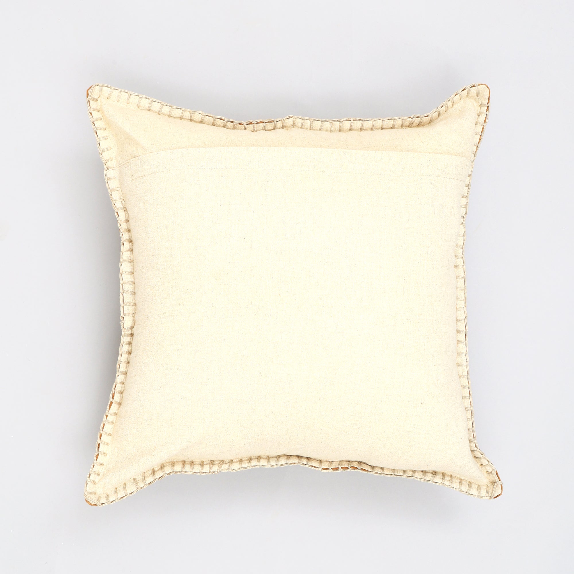 Stonewashed Cotton Velvet Throw Pillow with Decorative Handstiched Edges-19X19'