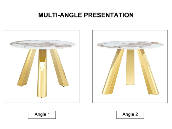 42' Luxury Sintered Stone Table: 0.45' Durable Top + 6' Steel Legs, 350lb Capacity, Stain/Heat-Resistant White/Gray Veined Surface - Modern Minimalist Design