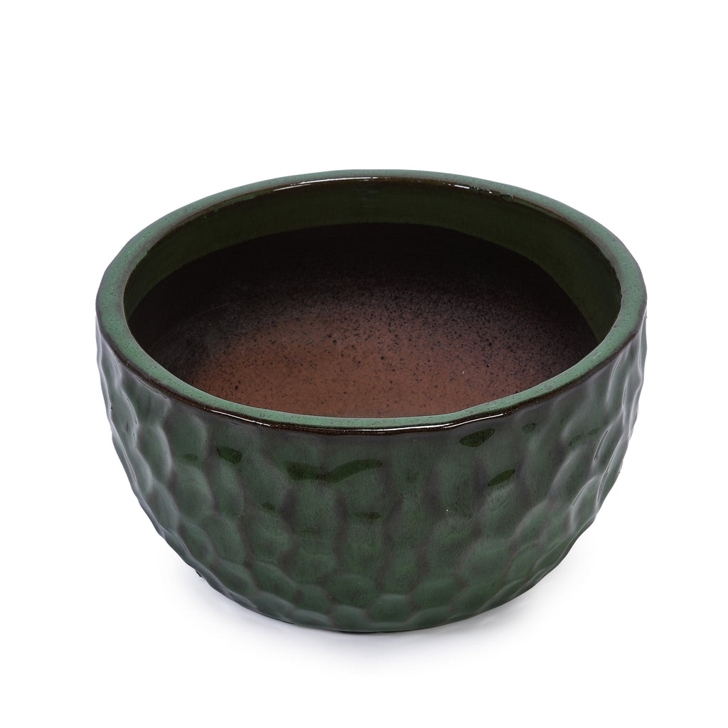 3 Pieces Ceramic Flowerpot, Modern Planter for Patio, Garden or Windowsills - Antique Green