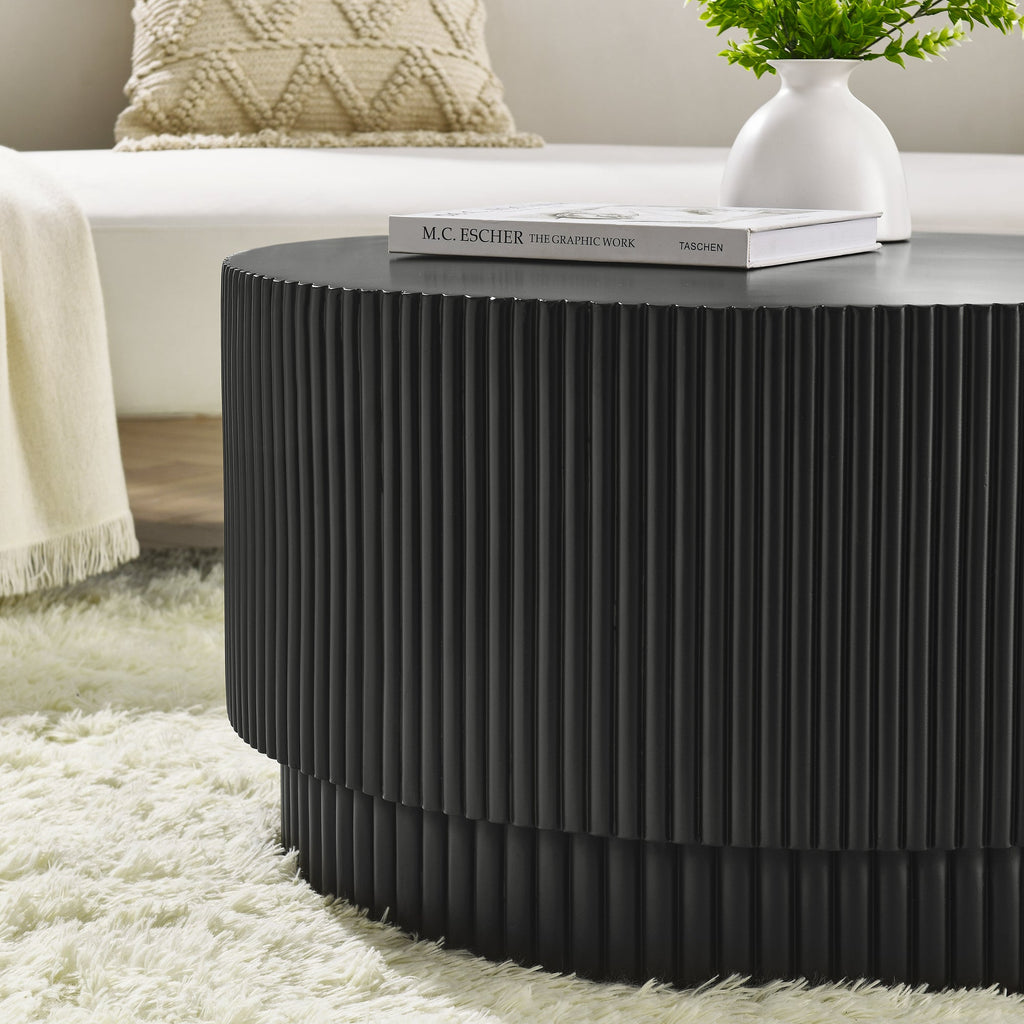 15.72-inch H-barrel coffee table, Nordic style, simple design, suitable for indoor and outdoor use, magnesium oxide material, suitable for living room, bedroom or garden sofa