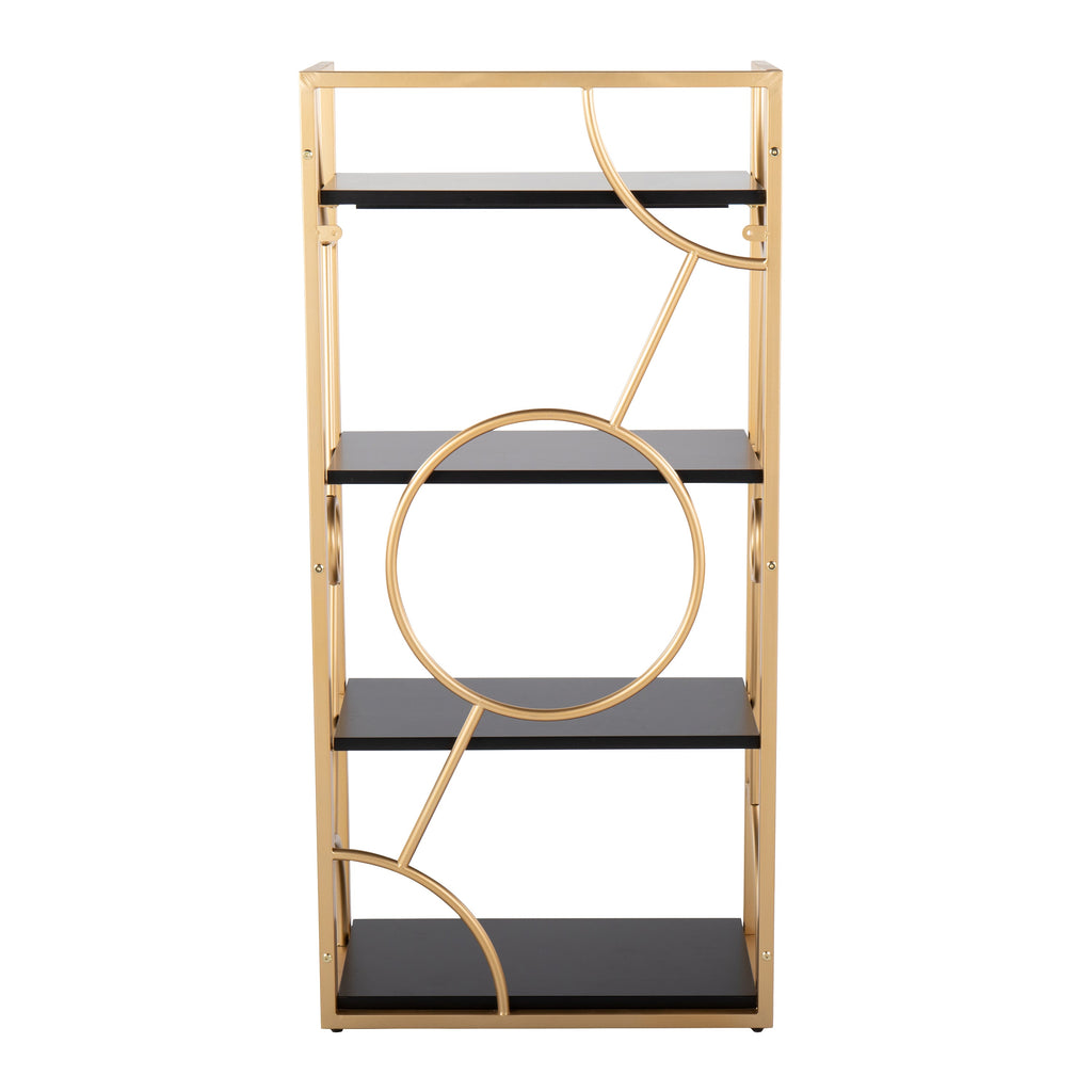 Constellation Contemporary Bookcase in Gold Metal and Black Wood by LumiSource