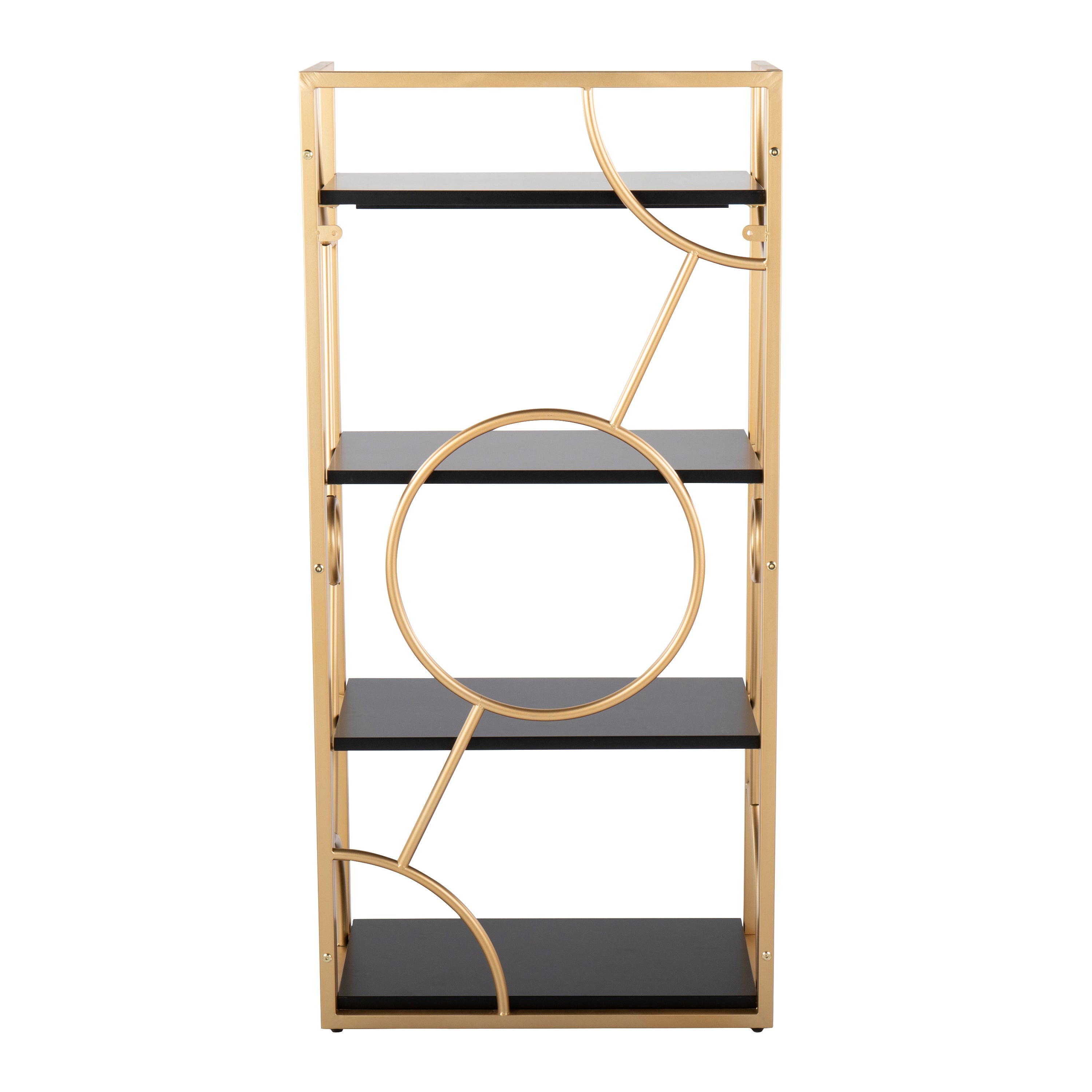 Constellation Contemporary Bookcase in Gold Metal and Black Wood by LumiSource