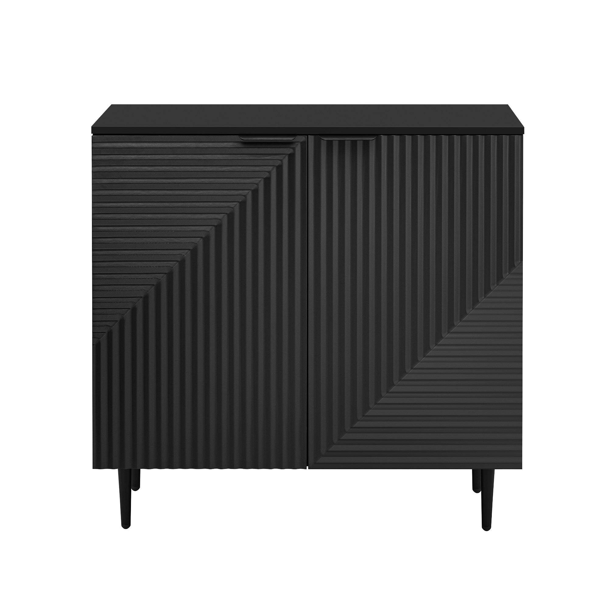 Mirod Set of 2 Modern Minimalist Side Cabinets,Versatile Storage Solution,Adjustable Shelves,Stylish Geometric Door Design,Perfect as TV Stand