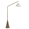 Lisbon Black Floor Lamp with On/Off Switch Coned Base Hanging White Fabric Shade