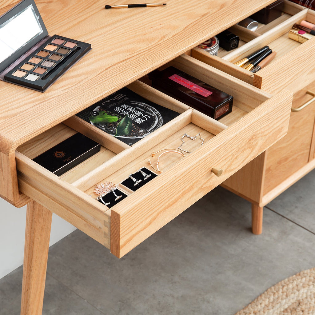 Dresser Table dresser 100% solid oak table table desk top table dresser compact dresser accessories storage width 90cm storage drawer natural wood natural