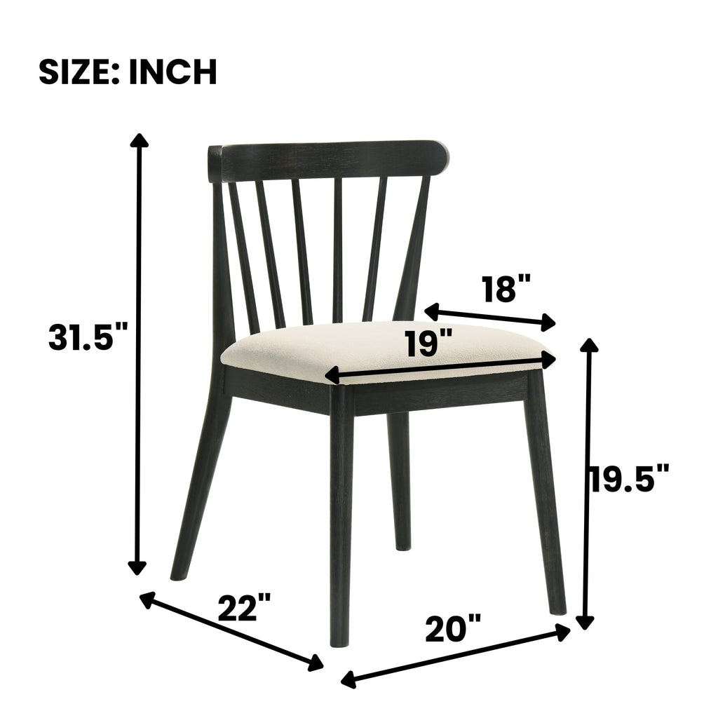 Set of 2 Dining Side Chairs, Solid Wood Frame, Rustic Farmhouse Style, Easy Assembly
