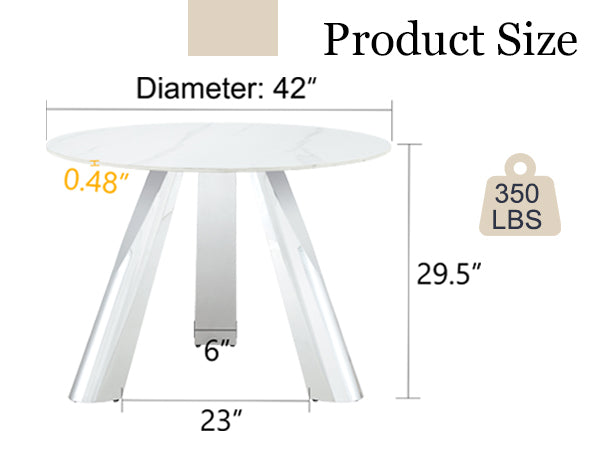 42' Luxury Sintered Stone Table: 0.45' Durable Top + 6' Steel Legs, 350lb Capacity, Stain/Heat-Resistant White/Gray Veined Surface - Modern Minimalist Design