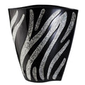 14" Tall Polyresin Decorative Vase, Black finish with Silver Zebra Pattern