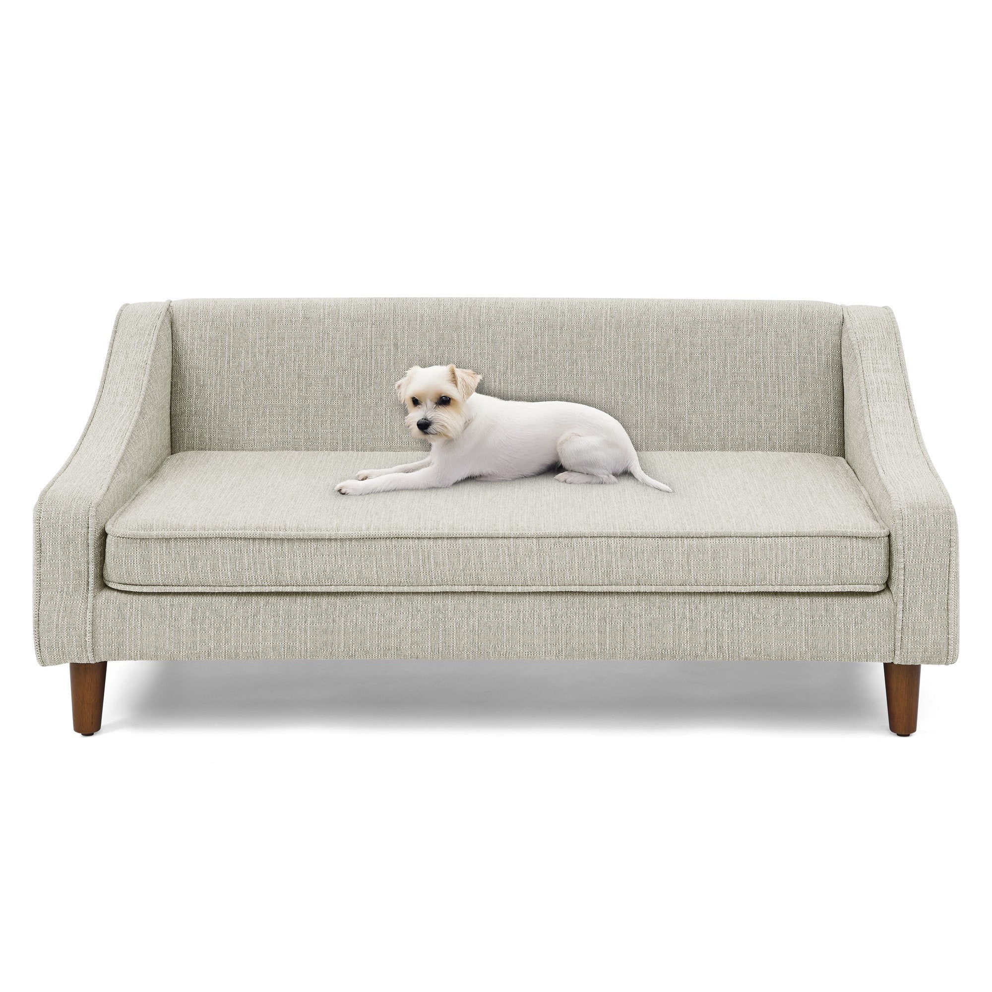 Durable Elevated Dog Sofa Bed,Pet sofa with modern irregular armrest design,Comfortable soft dog sofa-Beige