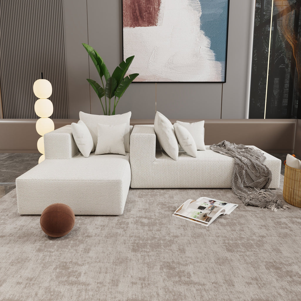 Four seater combination sofa, sofa bed, made of high-density sponge and soft linen fabric, with multiple combination methods (beige)