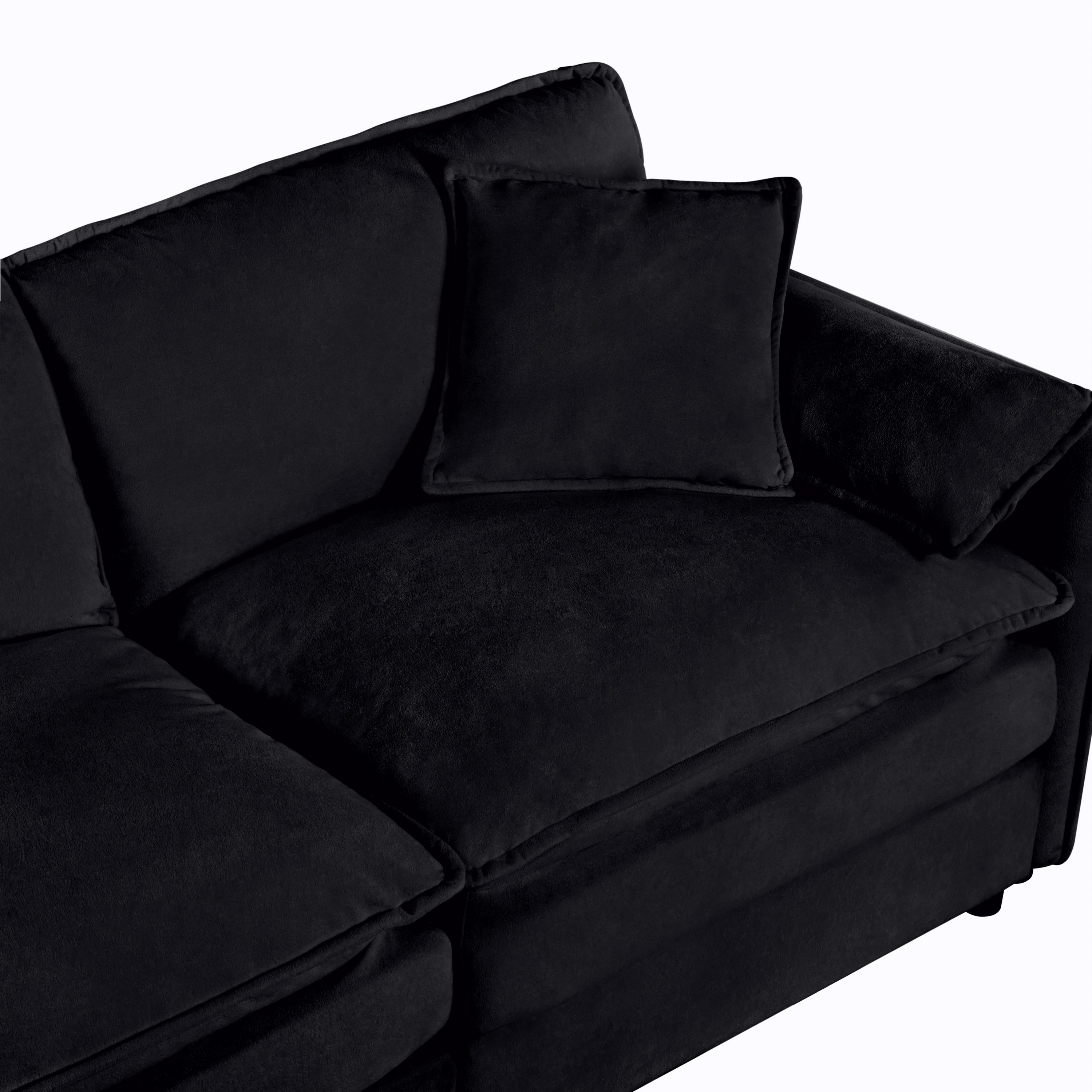 Modular Sectional Sofa, Oversized Deep Seat U Shaped Couch Set for Living Room, 3-Seater Comfy Cloud Couches with 2 Movable Ottomans, DIY Combination, Chenille,Black