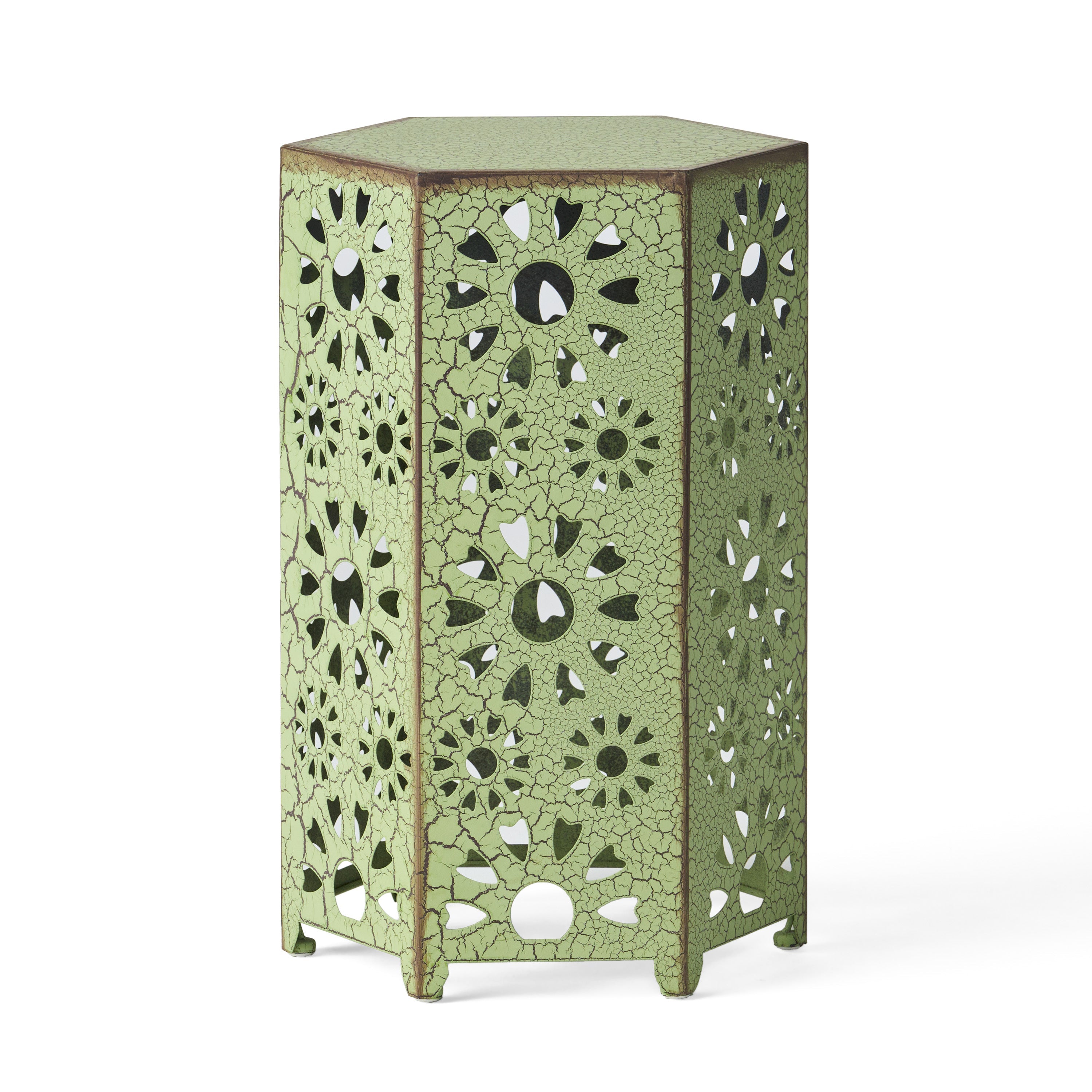 ELIANA 12' Side Table Sunburst Design Green Iron Compact
