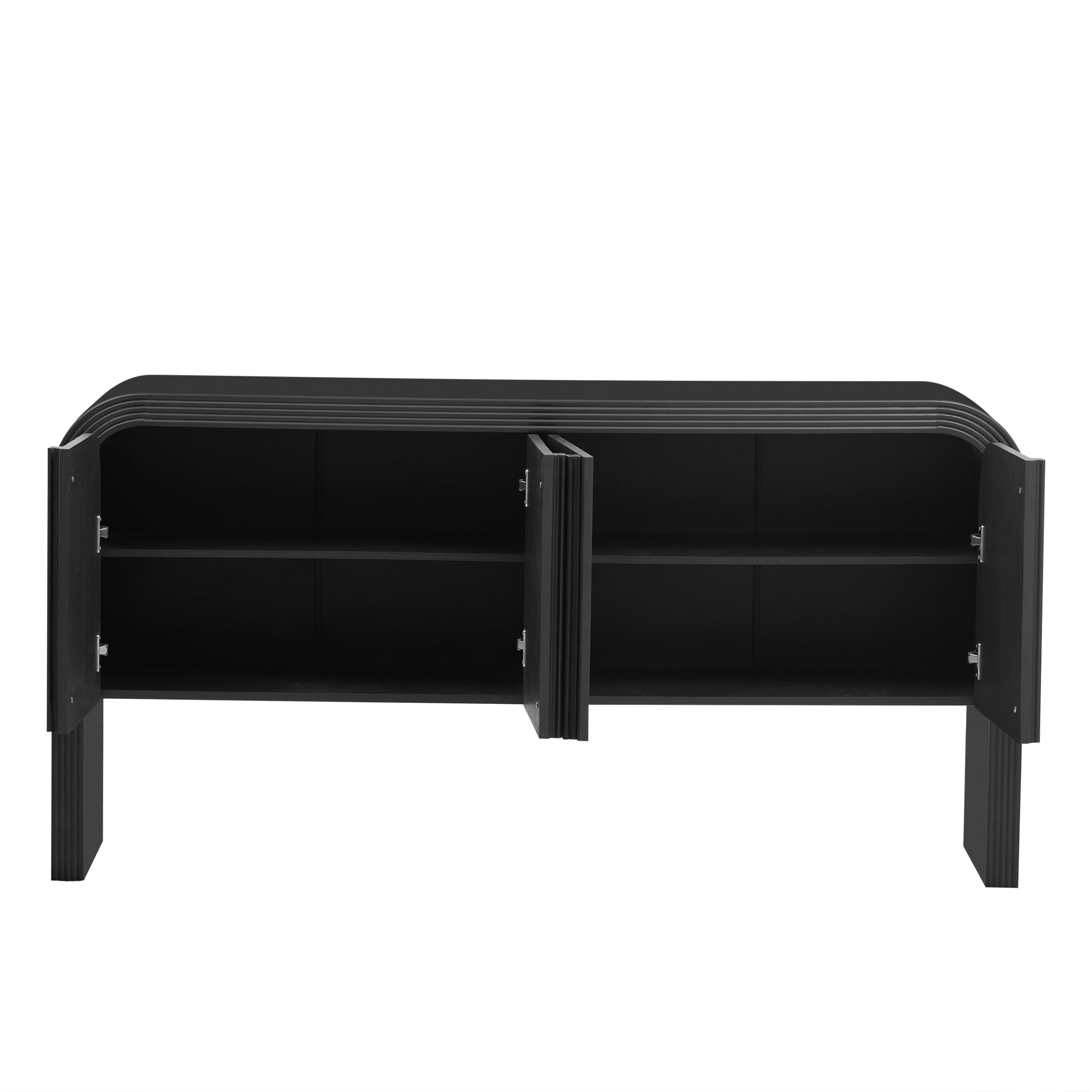 U_STYLE 63-Inch Wave-Pattern Console Table with 4 Doors and Adjustable Shelf,Curved design Sofa Table Behind Couch,Rustic Narrow Entryway Table for Living Room, Foyer and Hallway