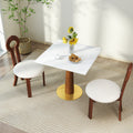 Modern Square Dining Table, 33.5' Sintered Stone Table with Wooden Leg & Gold Base, 2 - Person Kitchen Table for Small Space, 150lbs Weight Capacity(Only the Negotiation Table)