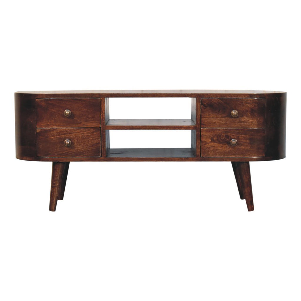 Solid Wood California Walnut Rounded Entertainment Unit
