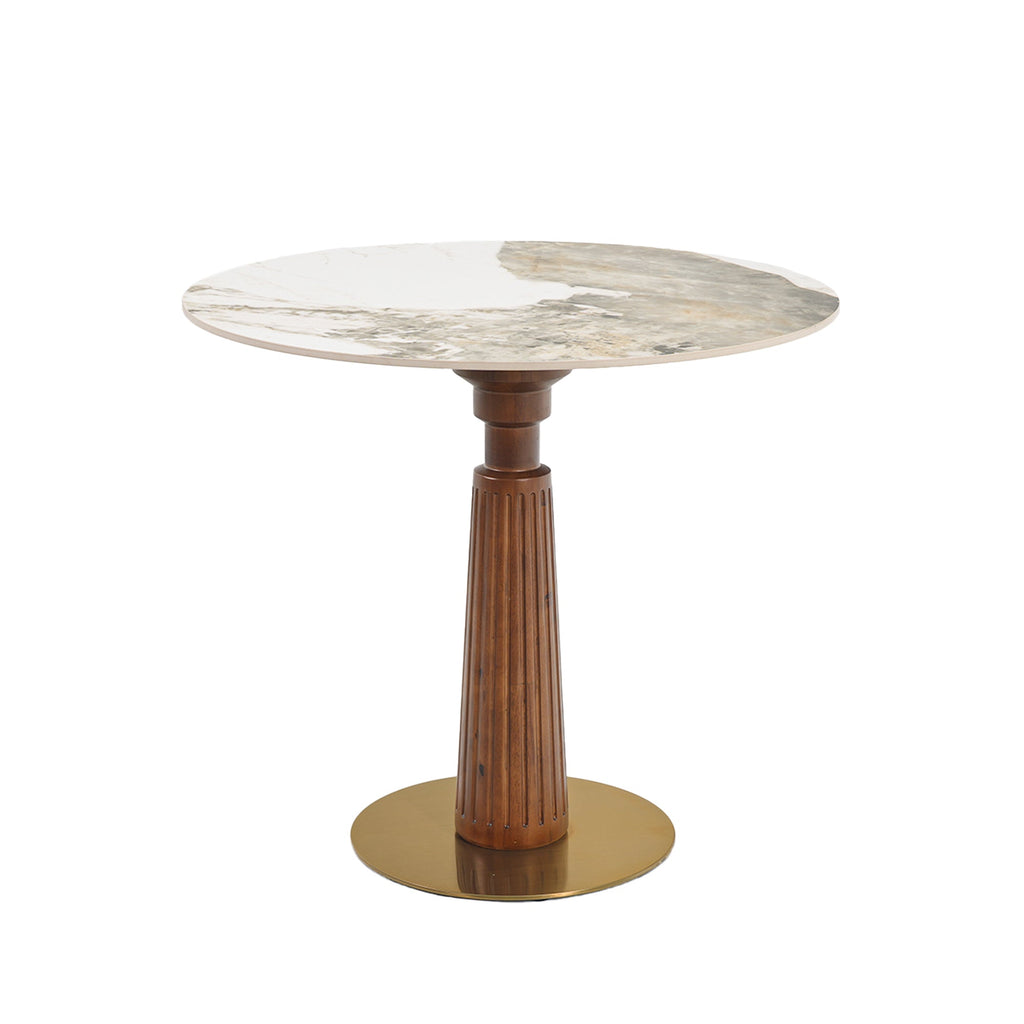 Modern Round Dining Table, 33.5' Sintered Stone Table with Wooden Leg & Gold Base, 2 - Person Kitchen Table for Small Space, 150lbs Weight Capacity(Only the Negotiation Table)