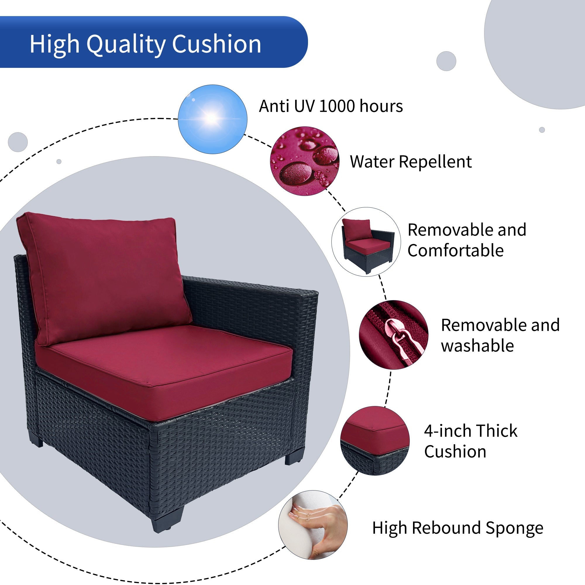 Outdoor Garden Patio Furniture 7-Piece PE Rattan Wicker Cushioned Sofa Sets  and Coffee Table, patio furniture set;outdoor couch;outdoor couch patio furniture;outdoor sofa;patio couch