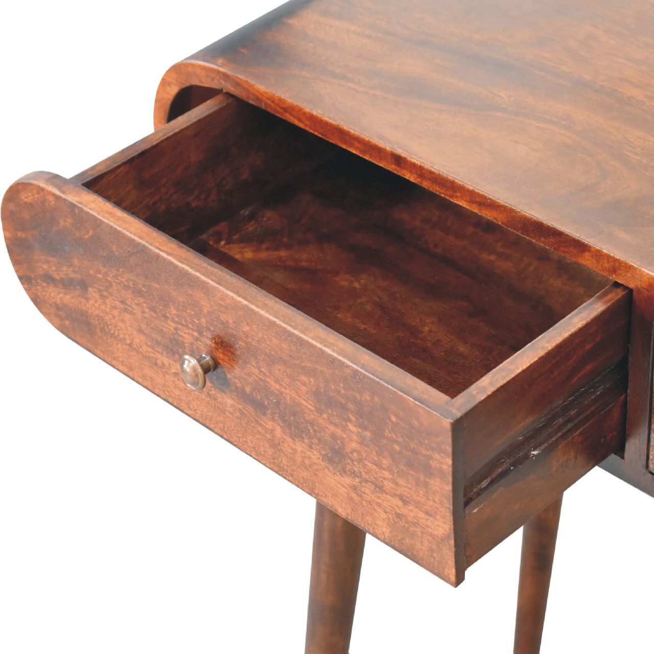 Solid Wood Light Walnut Curved Edge Console Table