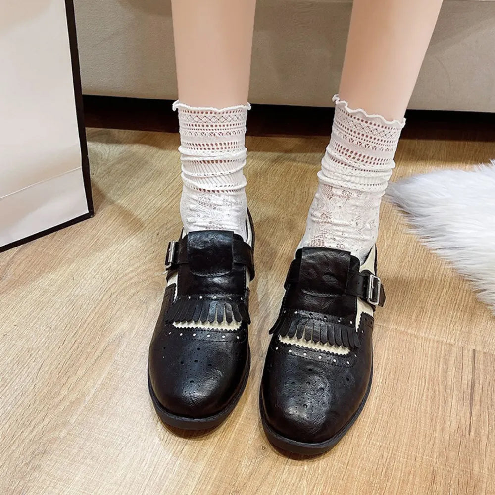 Round Toe Block Heels Loafers