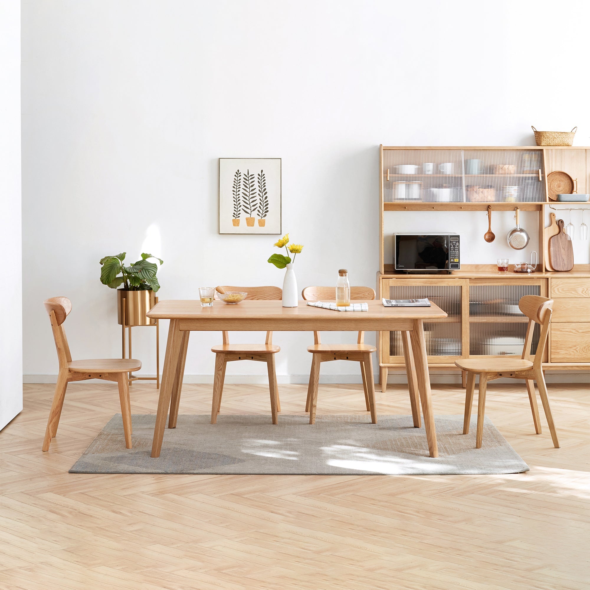 Natural Oak Dining Chair Set of 2 - Solid Wood, FAS Grade, 46.5 * 54 * 80cm