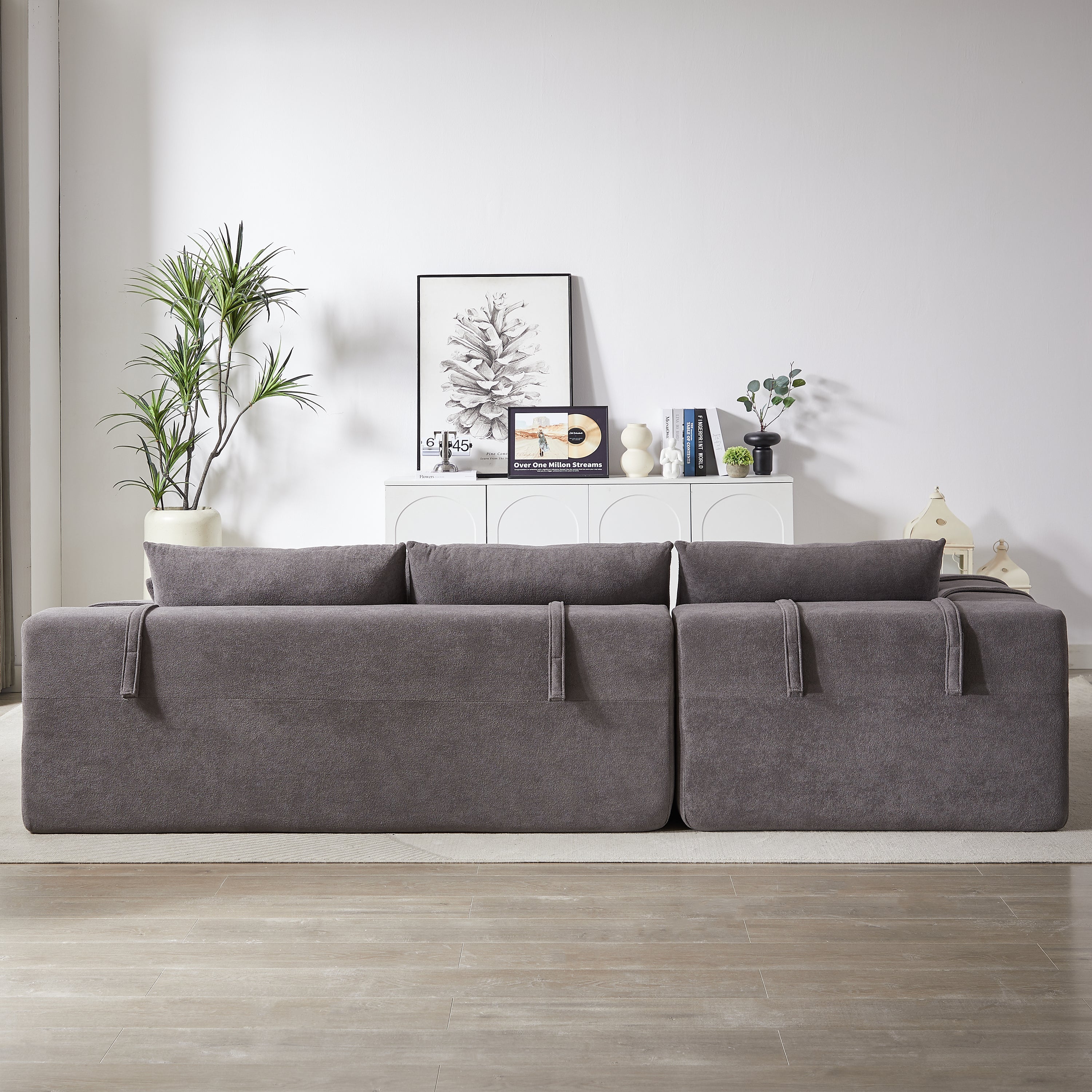 Modern Chenille Upholstered Sectional Sofa Couch Set,Modular 108' L Shaped Sectional Living Room Sofa Set With 6 Pillows,Free Combination Sofa Couch for Living Room,Bedroom(Left Chaise)
