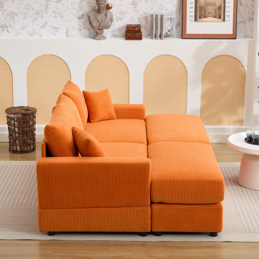 Modern Sectional Couch , 2 Pieces Corduroy Couch Cushion Covers , Soft Stretch Sofa Slipcovers with 2pcs Pillows