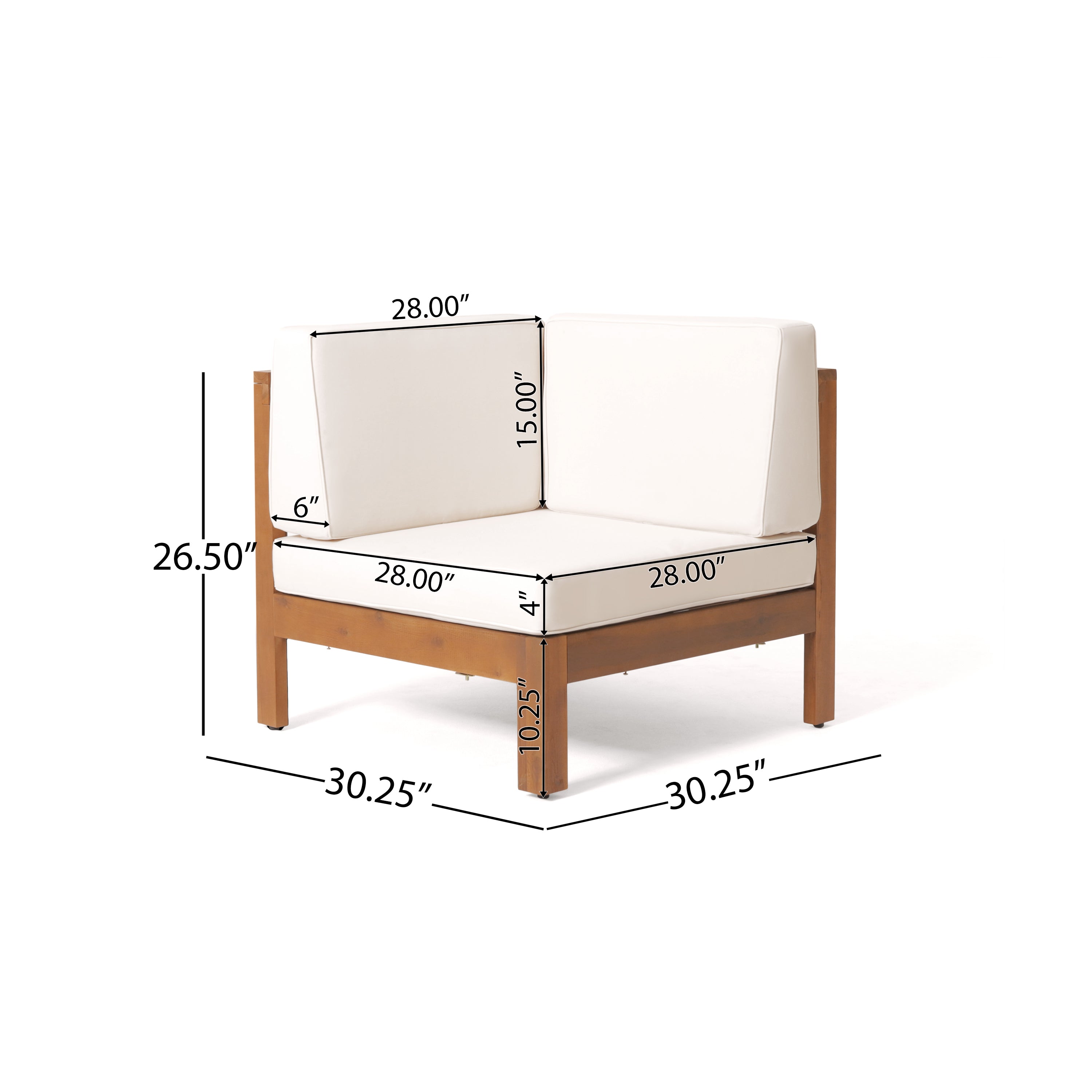 OANA OUTDOOR WOODEN SECTIONAL SET WITH CUSHIONS, BEIGE