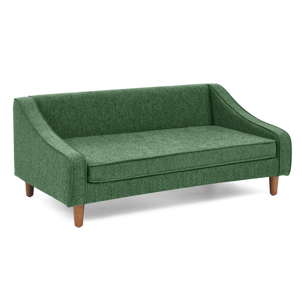 Durable Elevated Dog Sofa Bed,Pet sofa with modern irregular armrest design,Comfortable soft dog sofa-Green