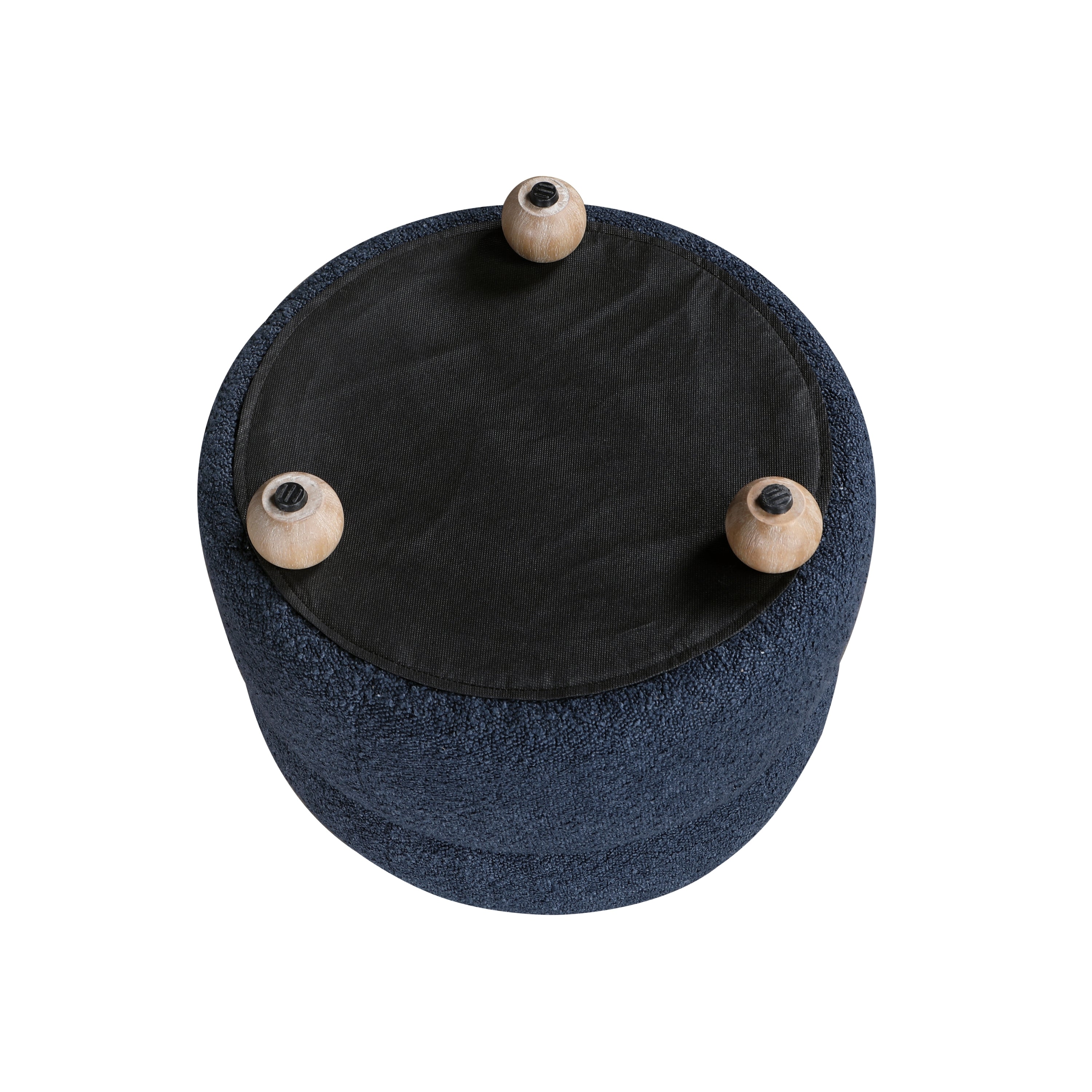 Modern Contemporary Swivel Chair with Ottoman Blue Boucle Fabric Upholstery Solid Wood Living Room Furniture